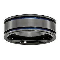 Personalized Mens 8mm Black Titanium Wedding Band