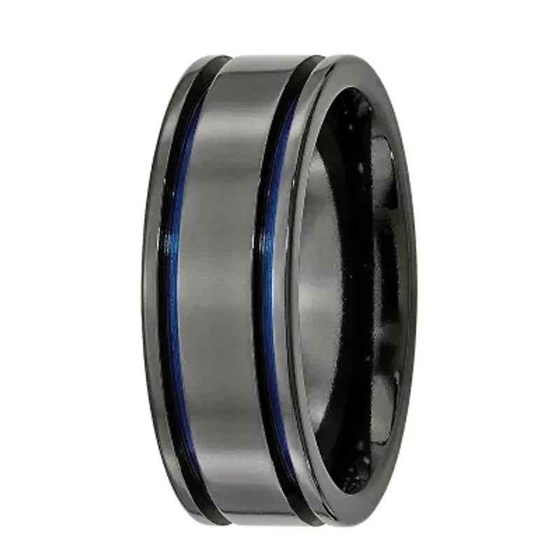 Personalized Mens 8mm Black Titanium Wedding Band