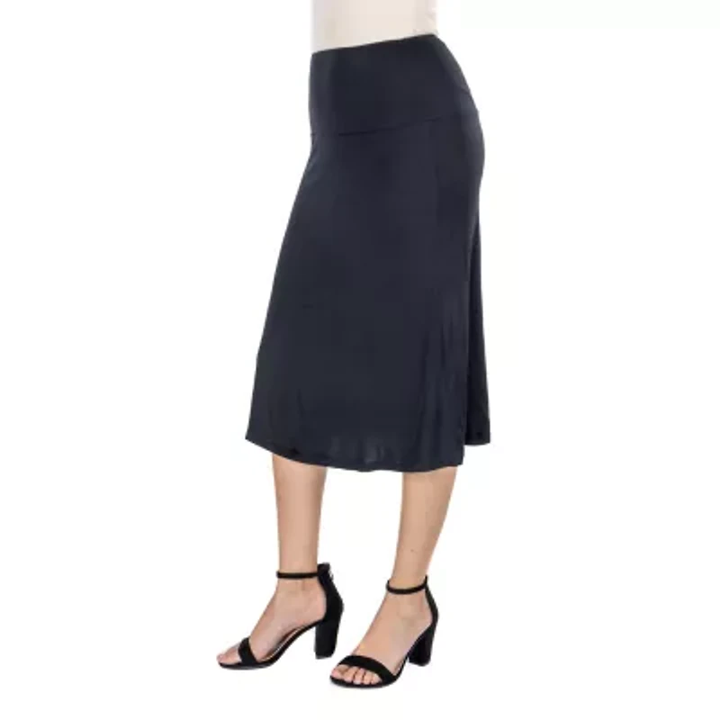 24seven Comfort Apparel Womens Mid Rise A-Line Skirt
