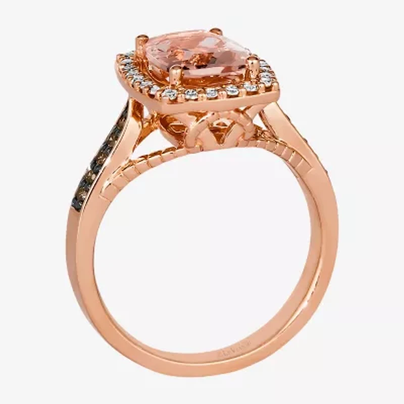 Le Vian® Grand Sample Sale™ Ring featuring 1 1/2 CT. Peach Morganite™ 1/10 CT. Chocolate Diamonds® 1/4 CT. Nude Diamonds™ set in 14K Strawberry Gold®