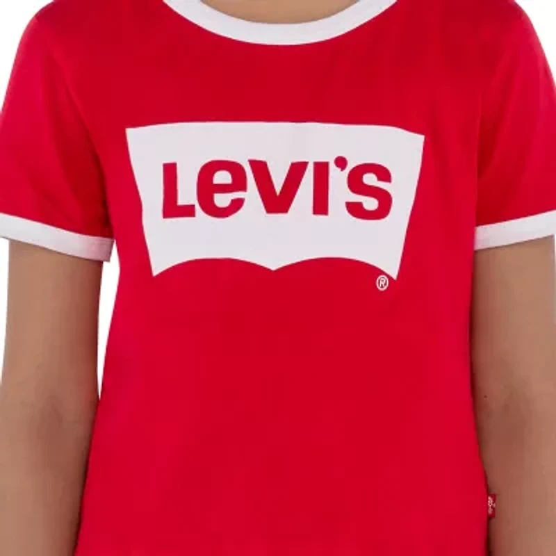 Levi's Retro Ringer Tee Big Kid Girls Round Neck Short Sleeve Regular Fit Graphic T-Shirt