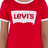 Levi's Retro Ringer Tee Big Kid Girls Round Neck Short Sleeve Regular Fit Graphic T-Shirt