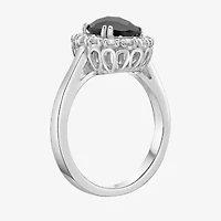 Womens Genuine Black Onyx Sterling Silver Oval Cocktail Ring