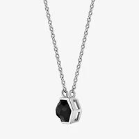 Womens Genuine Black Onyx Sterling Silver Round 18 Inch Pendant Necklace