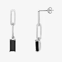 Womens Genuine Black Onyx Sterling Silver Drop Earrings