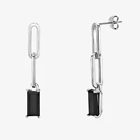 Womens Genuine Black Onyx Sterling Silver Drop Earrings