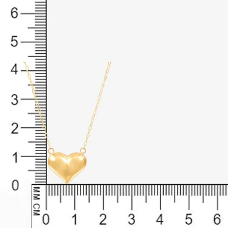 14K Yellow Gold Polished Puffed Heart Necklace