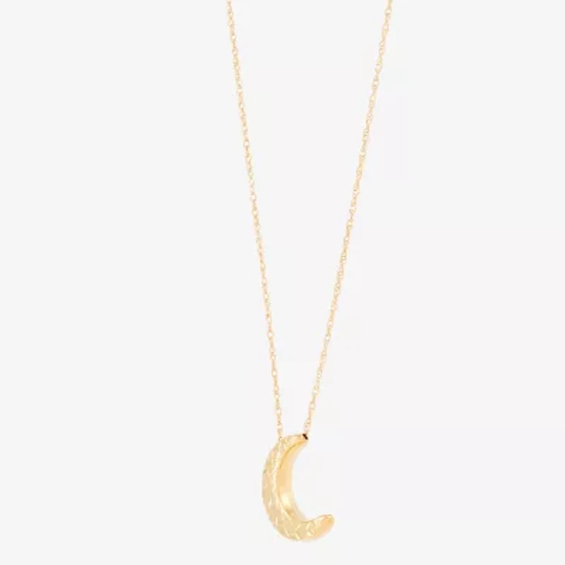 Womens 10K Gold Moon Pendant Necklace