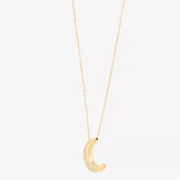 Womens 10K Gold Moon Pendant Necklace