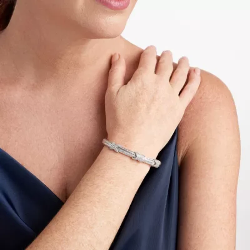 Paris 1901 By Charles Garnier Womens Cubic Zirconia Sterling Silver Cuff Bracelet