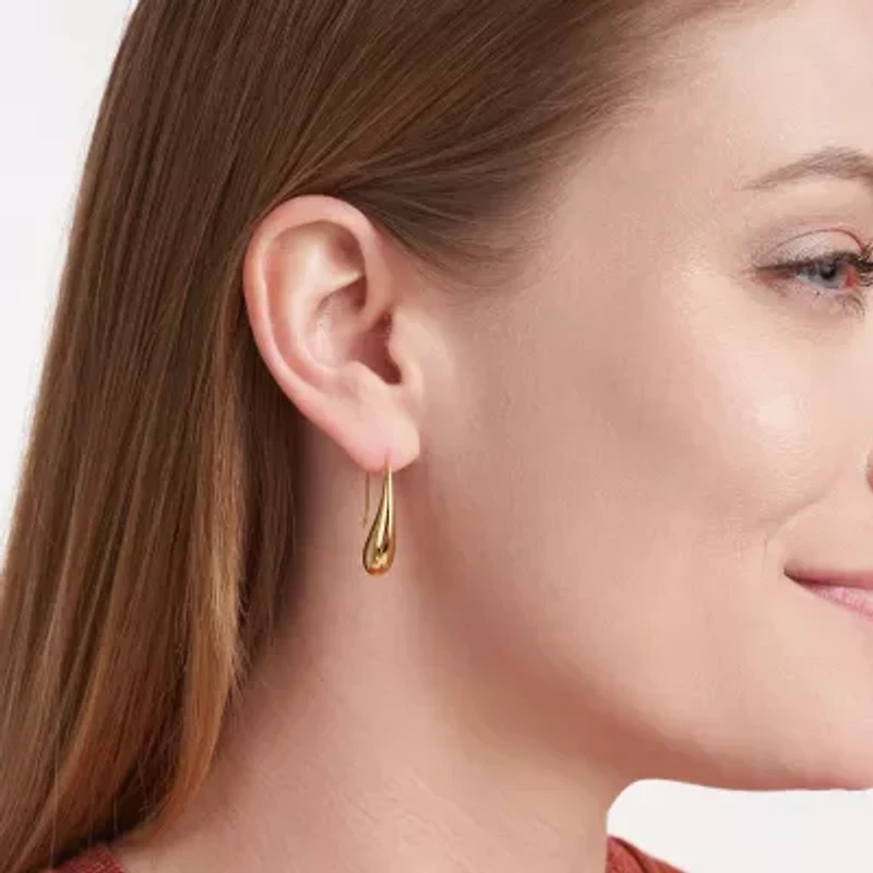 Teardrop Womens 18K Gold Over Silver Drop Earrings