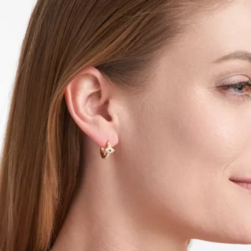 Womens 3/4 CT. T.W. Multi Color Cubic Zirconia 18K Gold Over Silver 14.7mm Evil Eye Hoop Earrings