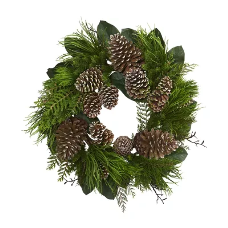 Nearly Natural 28in Pinecone And Pine Wreath