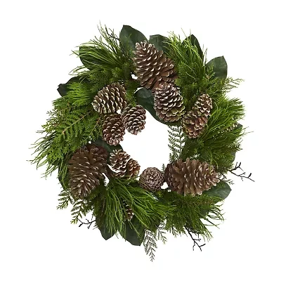 Nearly Natural 28in Pinecone And Pine Wreath