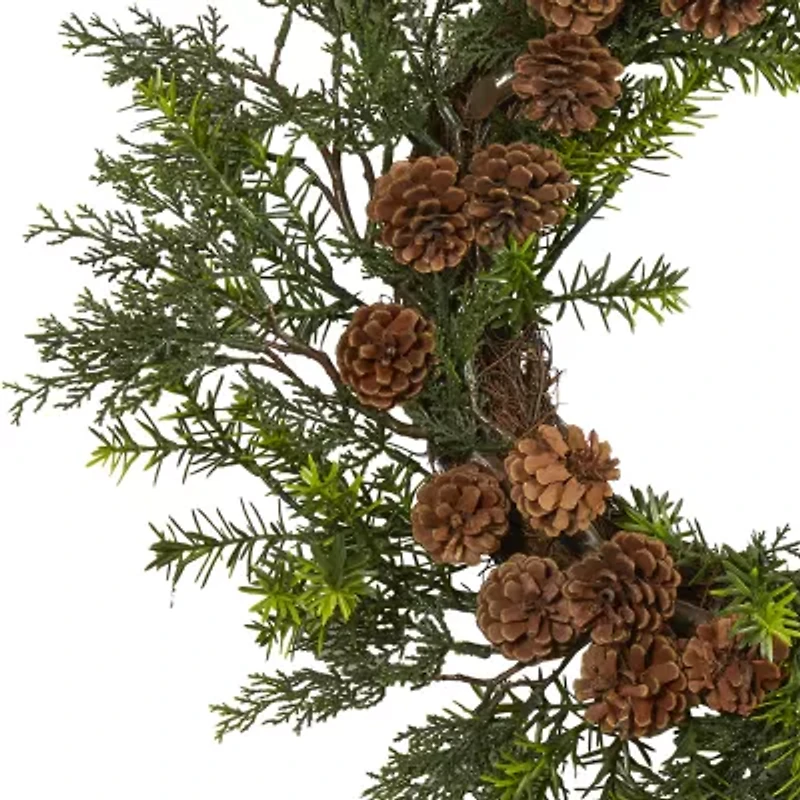 Nearly Natural Cedar Grass Pinecone Wreath