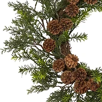 Nearly Natural Cedar Grass Pinecone Wreath