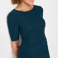 Connected Apparel Womens Laser Cut Short Sleeve Sheath Dress