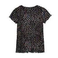 Thereabouts Little & Big Kid Girls Easy-on + Easy-off V Neck Short Sleeve Adaptive T-Shirt