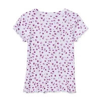 Thereabouts Little & Big Kid Girls Easy-on + Easy-off V Neck Short Sleeve Adaptive T-Shirt