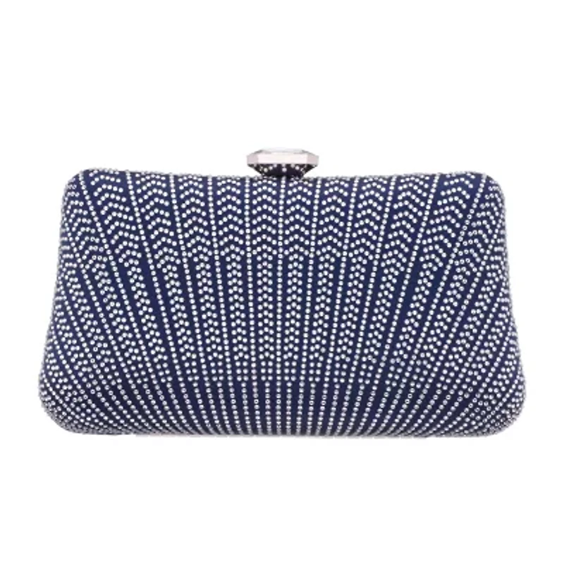 N By Nina Art Deco Patterened Crystal Minaudiere Evening Bag