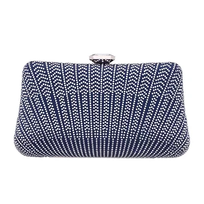 N By Nina Art Deco Patterened Crystal Minaudiere Evening Bag