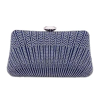 N By Nina Art Deco Patterened Crystal Minaudiere Evening Bag