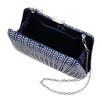 N By Nina Art Deco Patterened Crystal Minaudiere Evening Bag