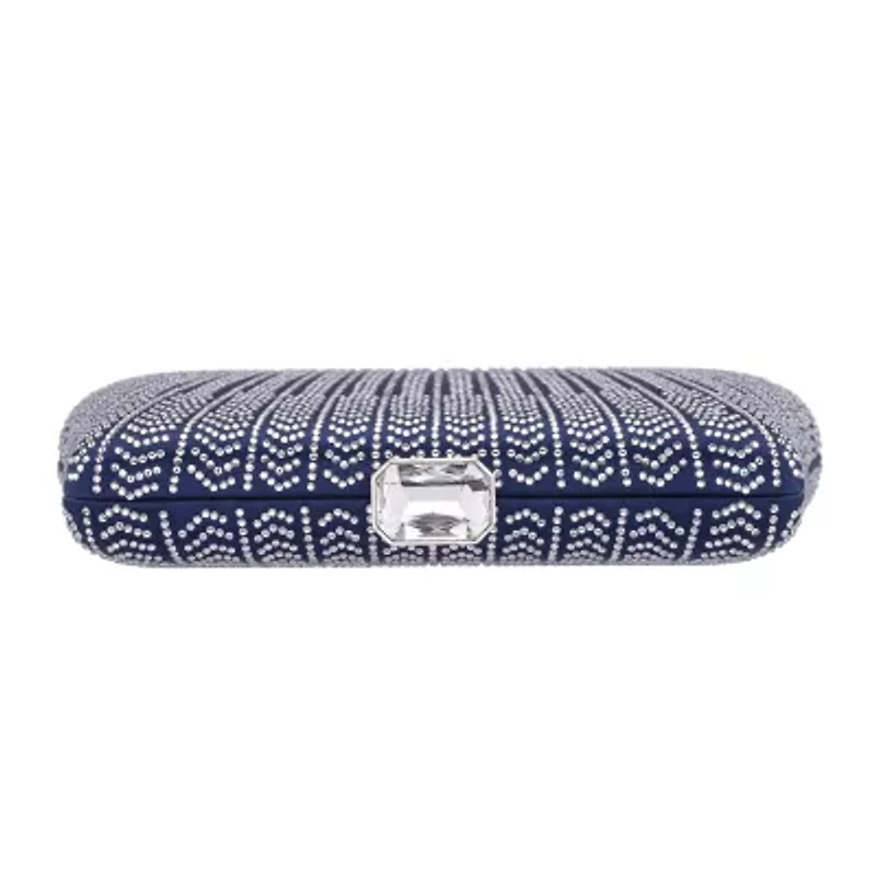 N By Nina Art Deco Patterened Crystal Minaudiere Evening Bag