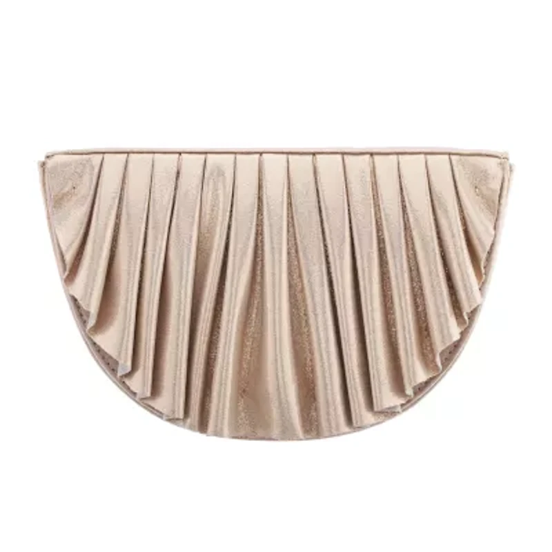 N By Nina Pleated Metallic Half Moon Clutch