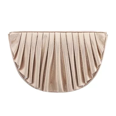N By Nina Pleated Metallic Half Moon Clutch