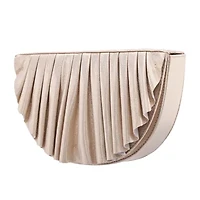 N By Nina Pleated Metallic Half Moon Clutch