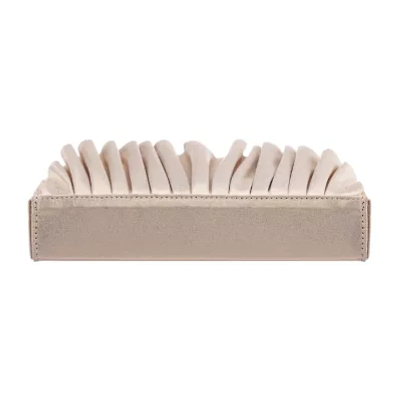 N By Nina Pleated Metallic Half Moon Clutch