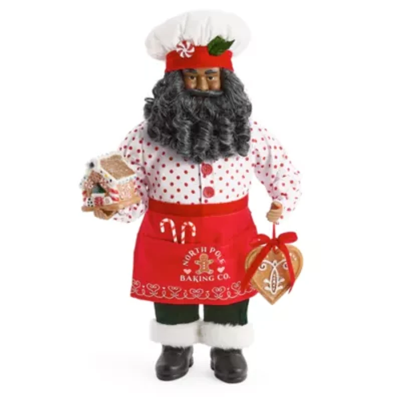 North Pole Trading Co. 18in Baker African American Christmas Santa Figurine
