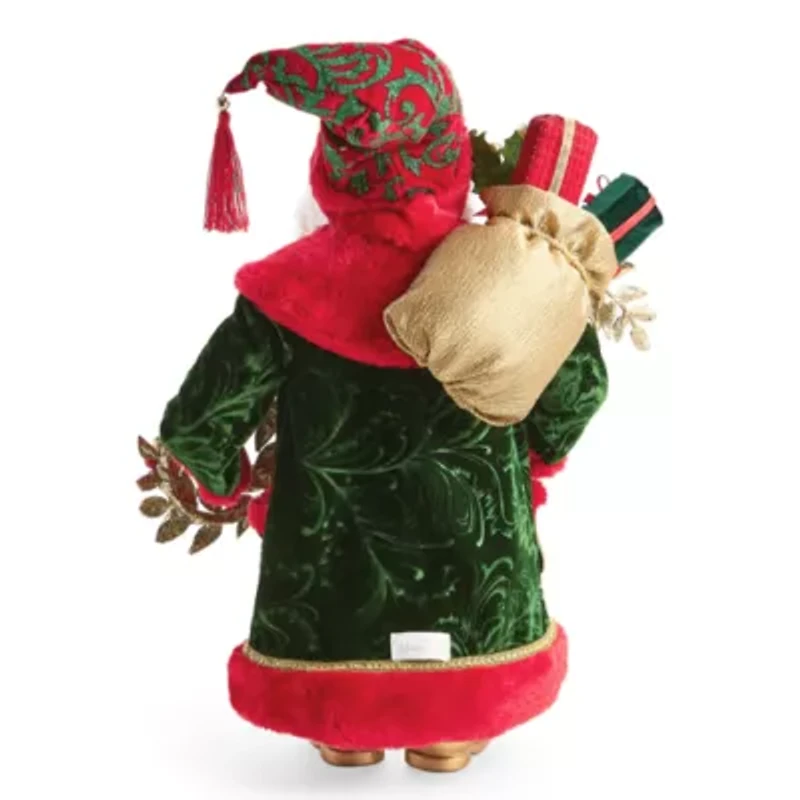 North Pole Trading Co. 18in Glamour Green Coat Christmas Santa Figurine