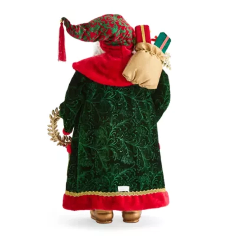 North Pole Trading Co. 36in Glamour Green Coat Christmas Santa Figurine