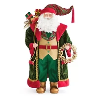 North Pole Trading Co. 36in Glamour Green Coat Christmas Santa Figurine
