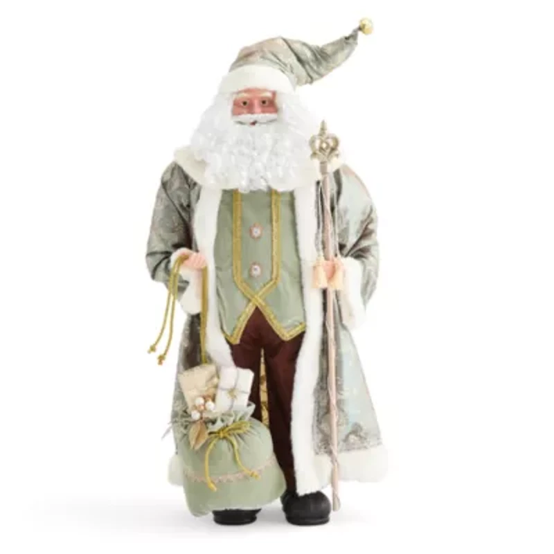 North Pole Trading Co. 36in Sage Coat Christmas Santa Figurine