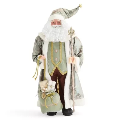 North Pole Trading Co. 36in Sage Coat Christmas Santa Figurine