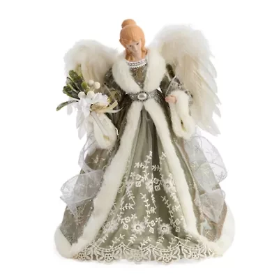 North Pole Trading Co. 16in Sage Green Christmas Angels Figurine