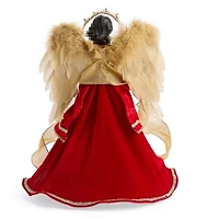 North Pole Trading Co. 16in Red And Gold African American Christmas Angels Figurine
