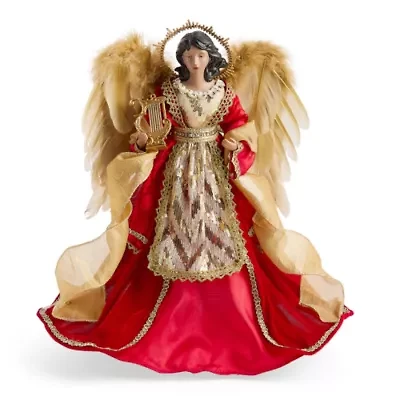North Pole Trading Co. 16in Red And Gold African American Christmas Angels Figurine