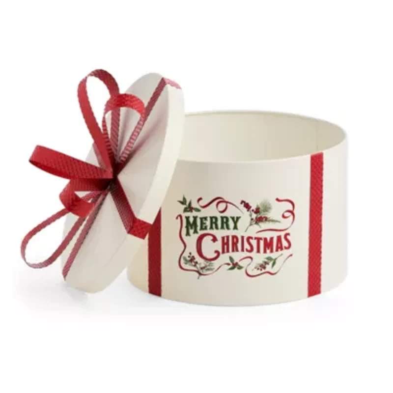 Martha Stewart 9in Metal Hat Box Christmas Tabletop Decor