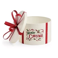 Martha Stewart 9in Metal Hat Box Christmas Tabletop Decor