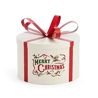 Martha Stewart 9in Metal Hat Box Christmas Tabletop Decor