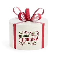 Martha Stewart 11in Metal Hat Box Christmas Tabletop Decor