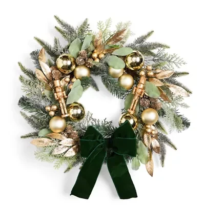 North Pole Trading Co. Gold Nutcracker Wreath