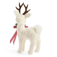North Pole Trading Co. Standing White Fuzzy Reindeer Christmas Tabletop Decor