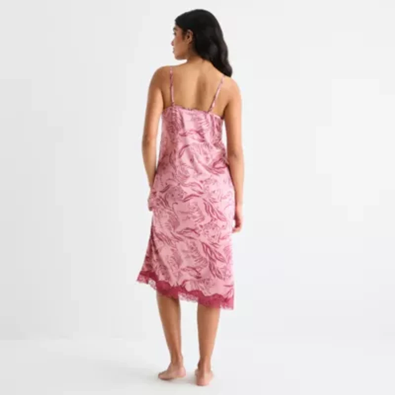 Ambrielle Womens Satin Sleeveless V Neck Chemise