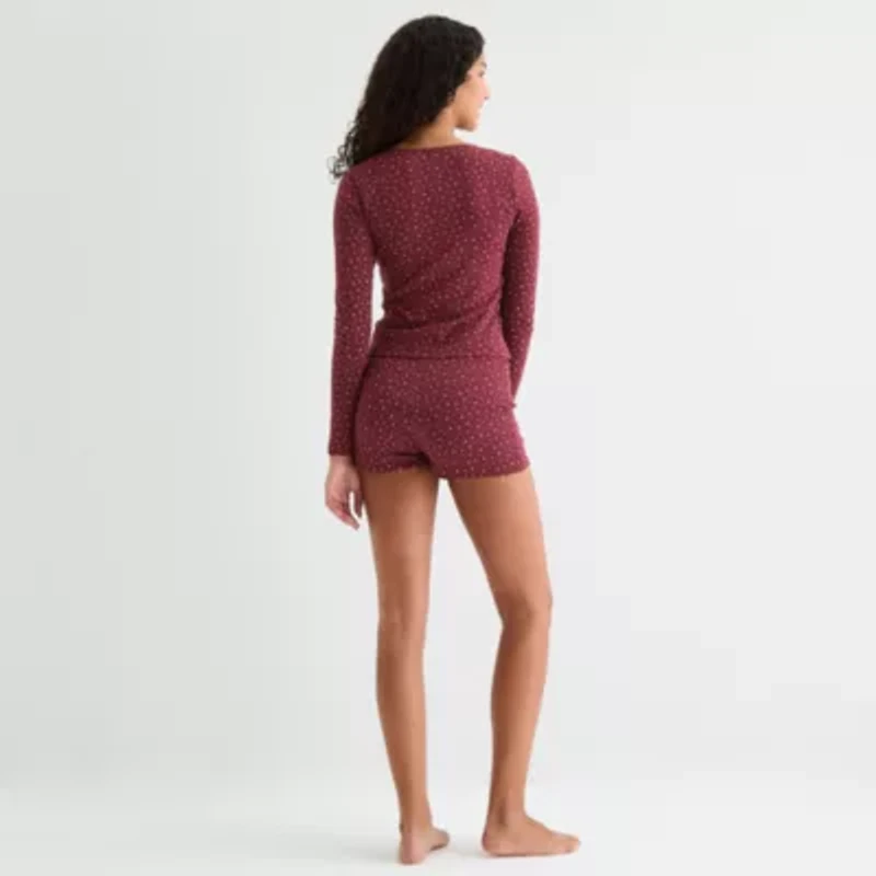 Arizona Body Womens Pointelle Long Sleeve 2-pc. Pajama Sets