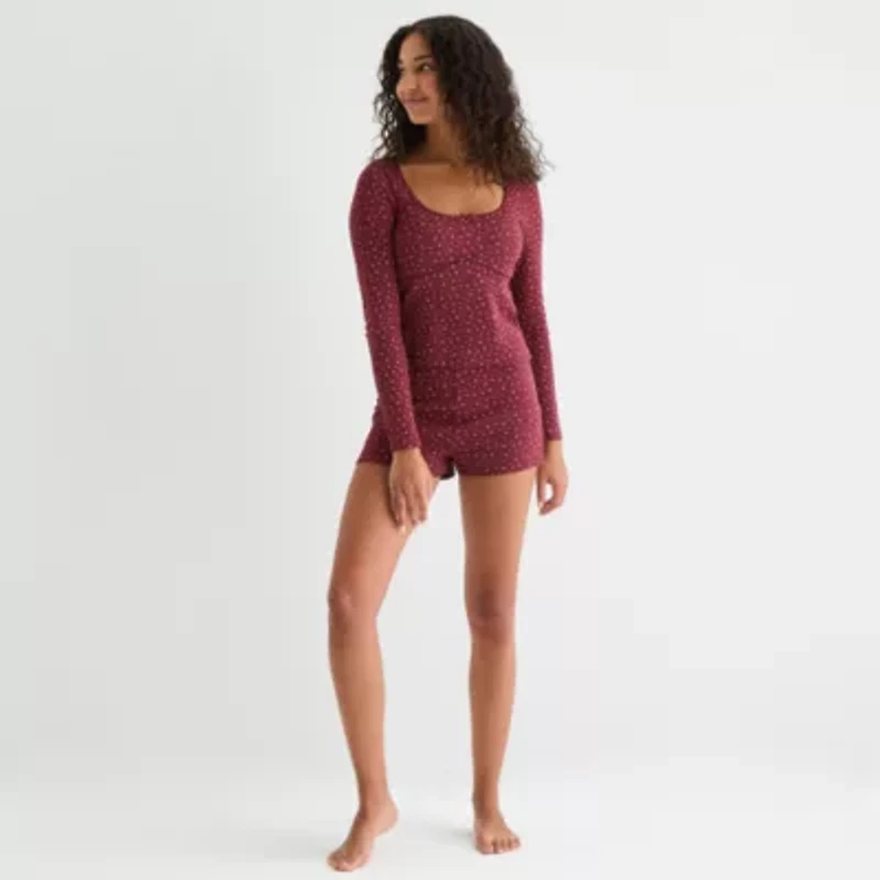 Arizona Body Womens Pointelle Long Sleeve 2-pc. Pajama Sets